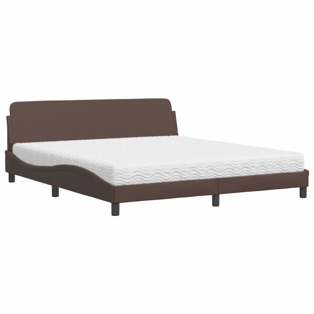 vidaXL Κρεβάτι με Στρώμα Dover Καφέ 180x200 εκ. Συνθετικό Δέρμα