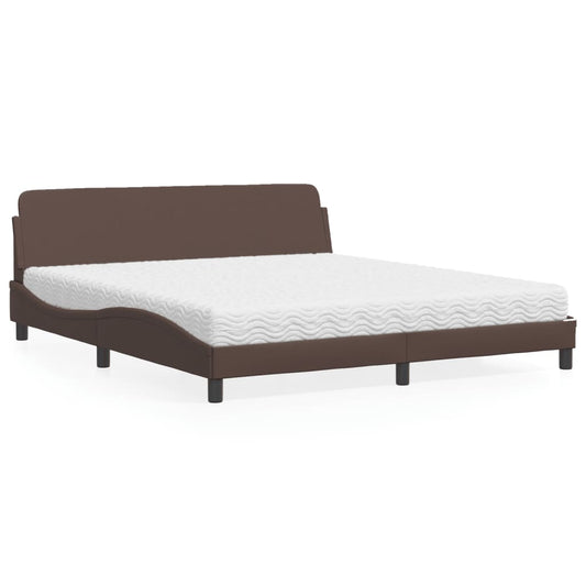 vidaXL Κρεβάτι με Στρώμα Dover Καφέ 180x200 εκ. Συνθετικό Δέρμα