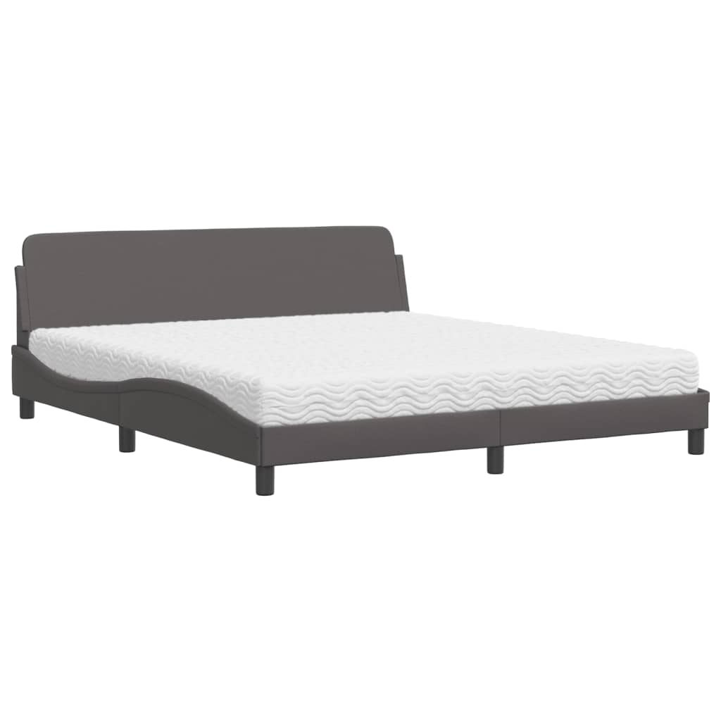 vidaXL Κρεβάτι με Στρώμα Dover Γκρι 180x200 εκ. Συνθετικό Δέρμα