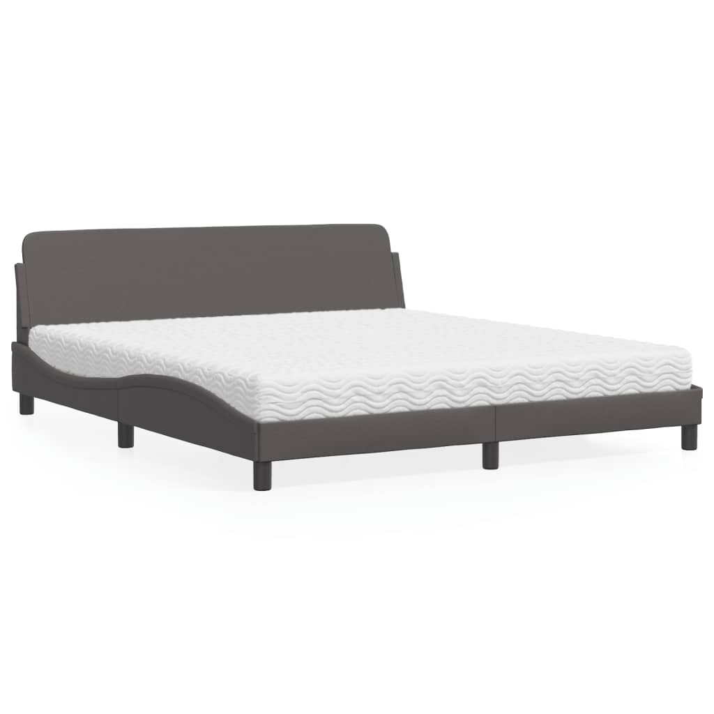 vidaXL Κρεβάτι με Στρώμα Dover Γκρι 180x200 εκ. Συνθετικό Δέρμα