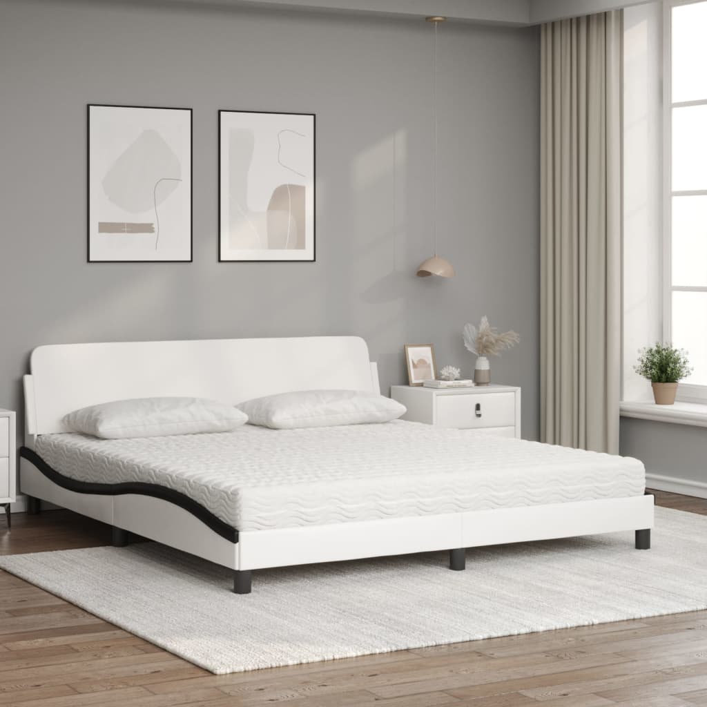 vidaXL Κρεβάτι με Στρώμα Dover Μαύρο/Λευκό 180x200 εκ. από Συνθετικό Δέρμα