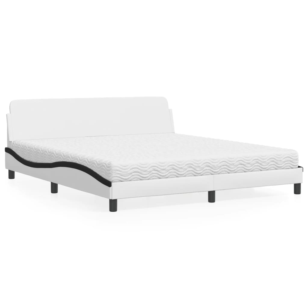 vidaXL Κρεβάτι με Στρώμα Dover Μαύρο/Λευκό 180x200 εκ. από Συνθετικό Δέρμα
