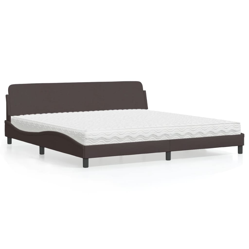 vidaXL Κρεβάτι με Στρώμα Dover Σκούρο Καφέ 200x200 εκ. Υφασμάτινο