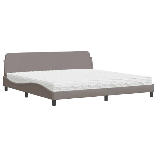 vidaXL Κρεβάτι με Στρώμα Dover Taupe 200x200 εκ. Υφασμάτινο