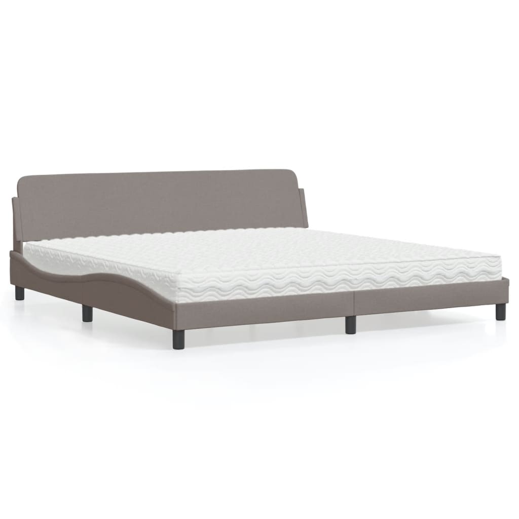 vidaXL Κρεβάτι με Στρώμα Dover Taupe 200x200 εκ. Υφασμάτινο