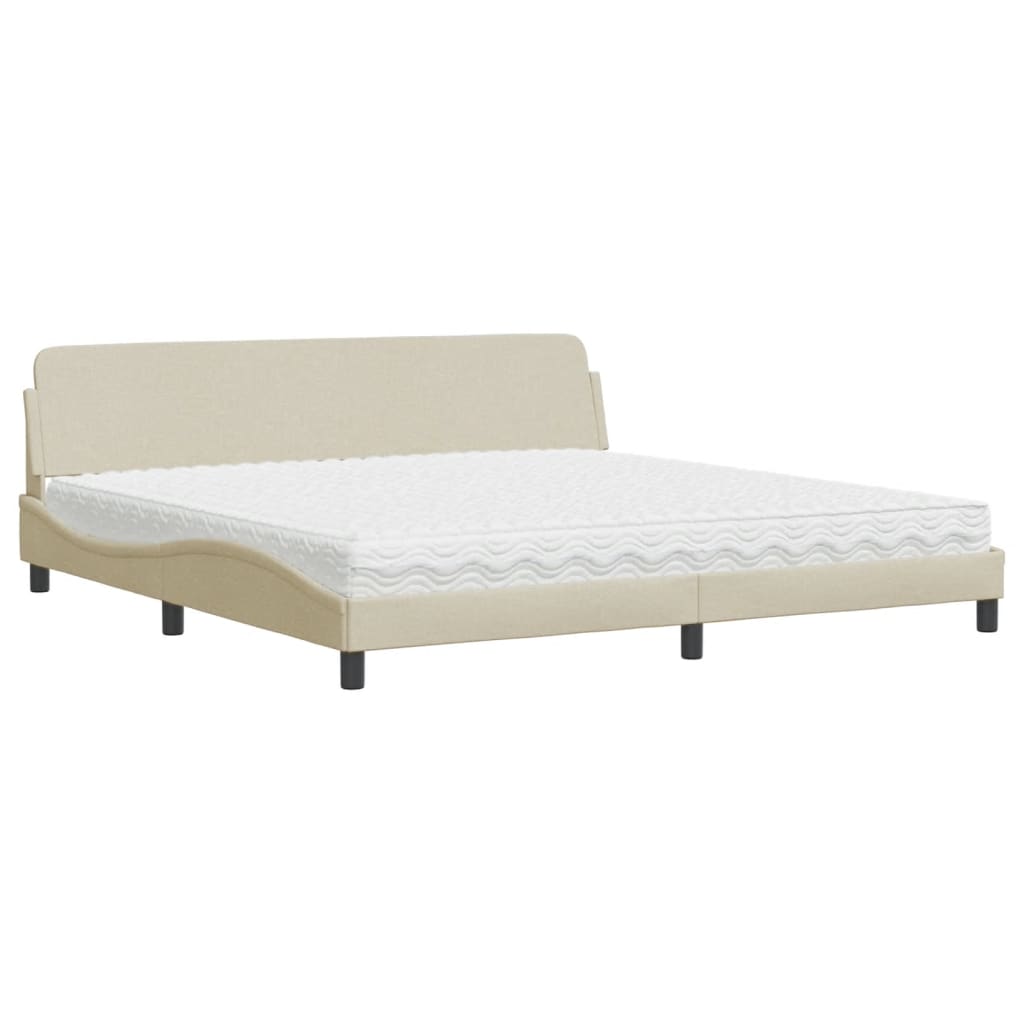 vidaXL Κρεβάτι με Στρώμα Dover Κρεμ 200x200 εκ. Υφασμάτινο