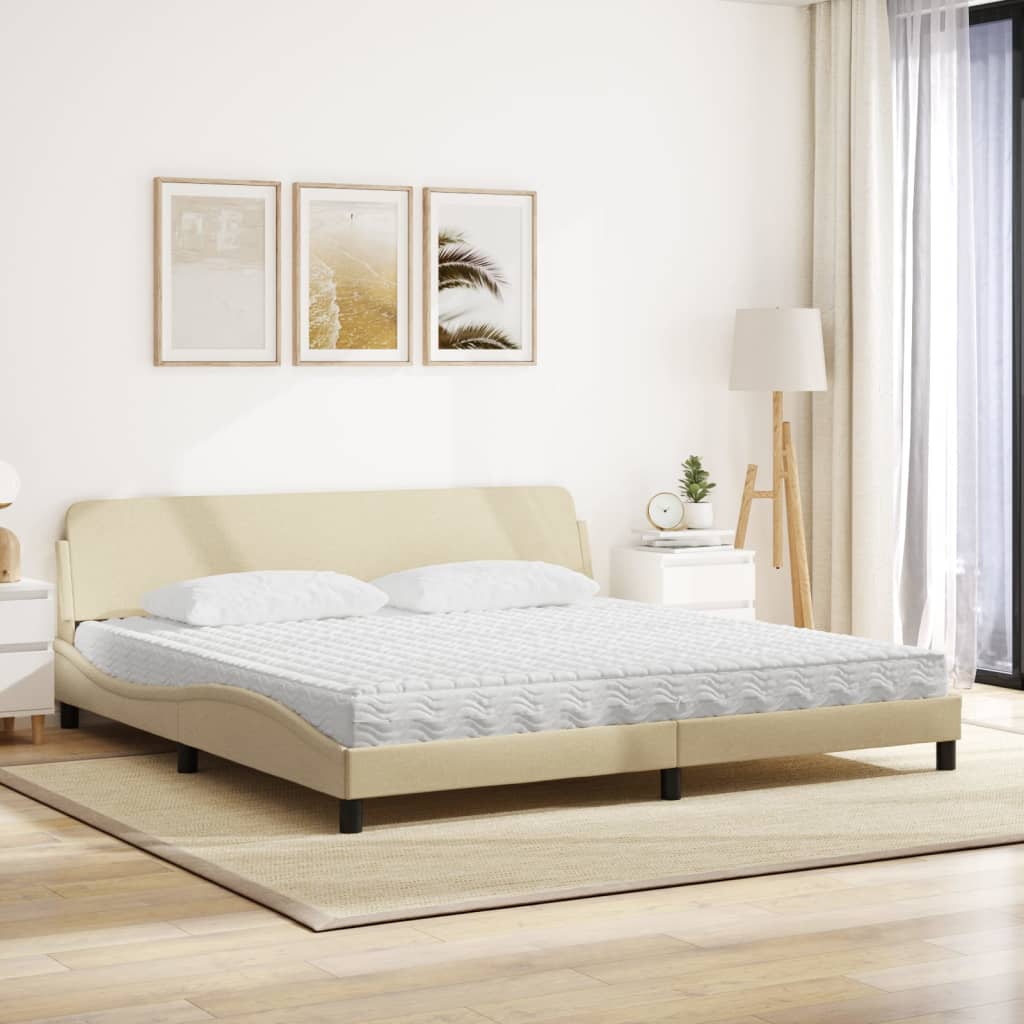 vidaXL Κρεβάτι με Στρώμα Dover Κρεμ 200x200 εκ. Υφασμάτινο