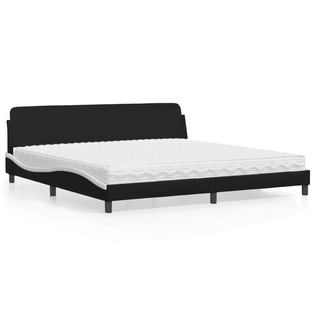 vidaXL Κρεβάτι με Στρώμα Dover Μαύρο/Λευκό 200x200εκ.Συνθ. Δέρμα