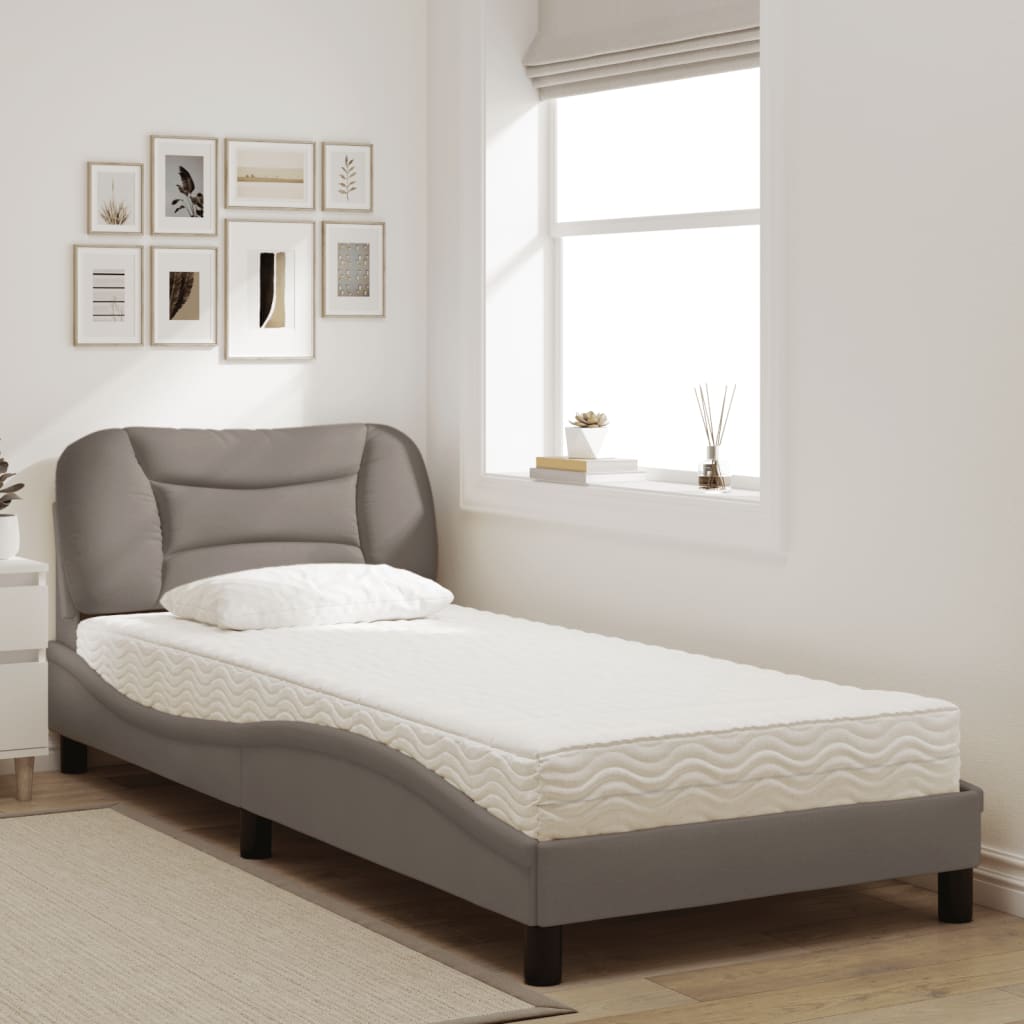 vidaXL Κρεβάτι με Στρώμα Hvar Taupe 80x200 εκ. Υφασμάτινο
