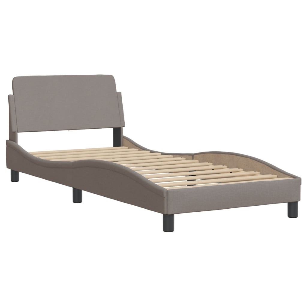 vidaXL Κρεβάτι με Στρώμα Hvar Taupe 90x200 εκ. Υφασμάτινο