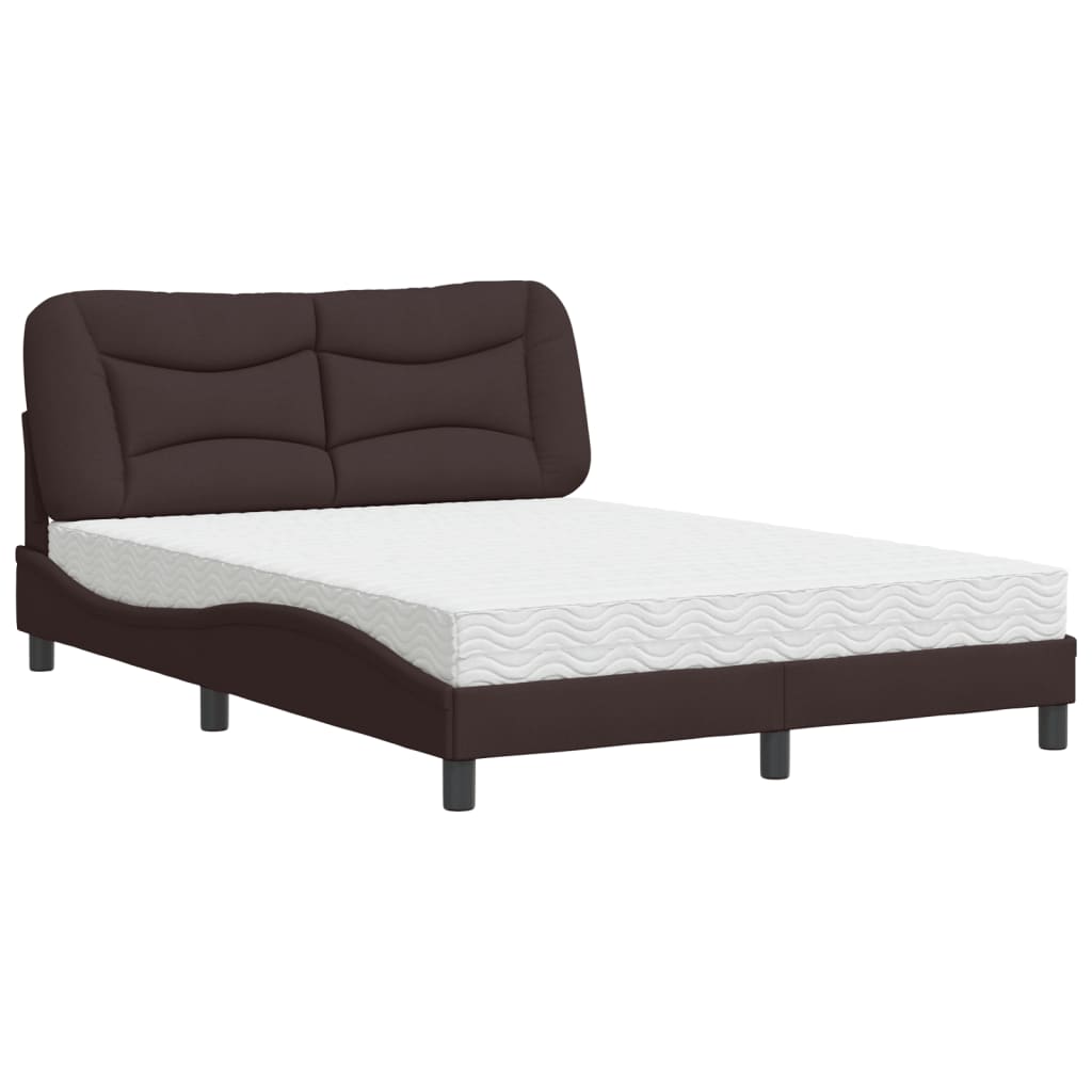 vidaXL Κρεβάτι με Στρώμα Hvar Σκούρο Καφέ 120x200 εκ. Υφασμάτινο