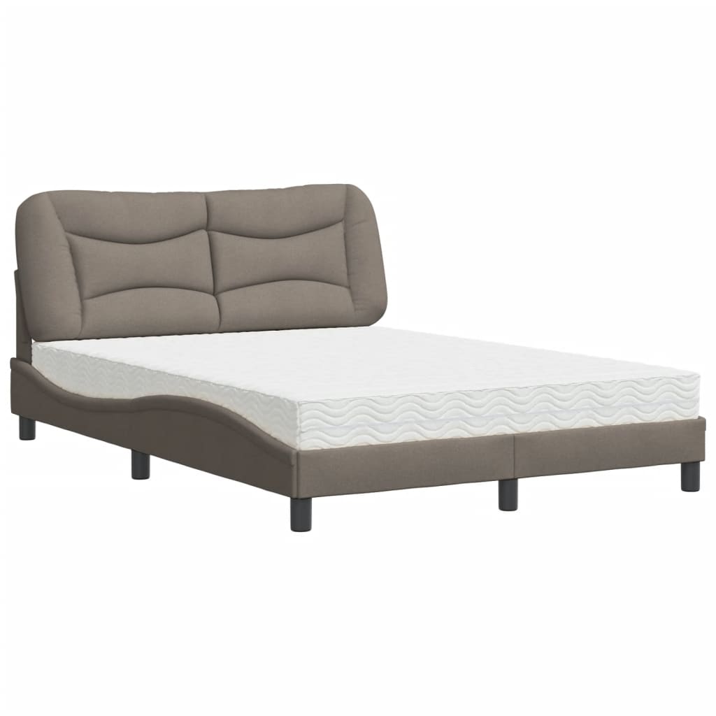 vidaXL Κρεβάτι με Στρώμα Hvar Taupe 140x190 εκ. Υφασμάτινο