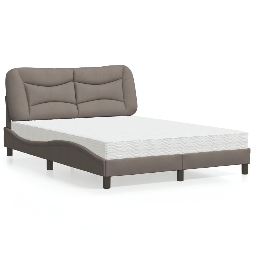 vidaXL Κρεβάτι με Στρώμα Hvar Taupe 140x190 εκ. Υφασμάτινο