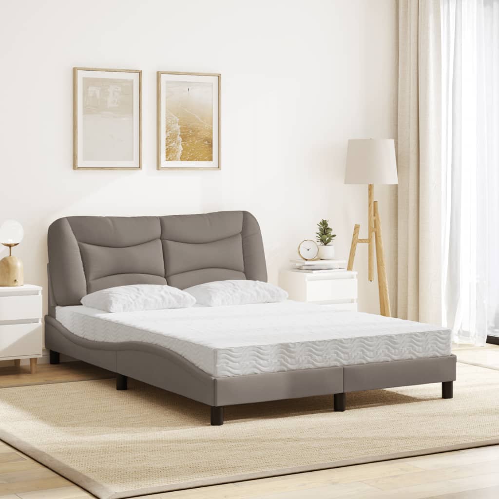 vidaXL Κρεβάτι με Στρώμα Hvar Taupe 140x200 εκ. Υφασμάτινο