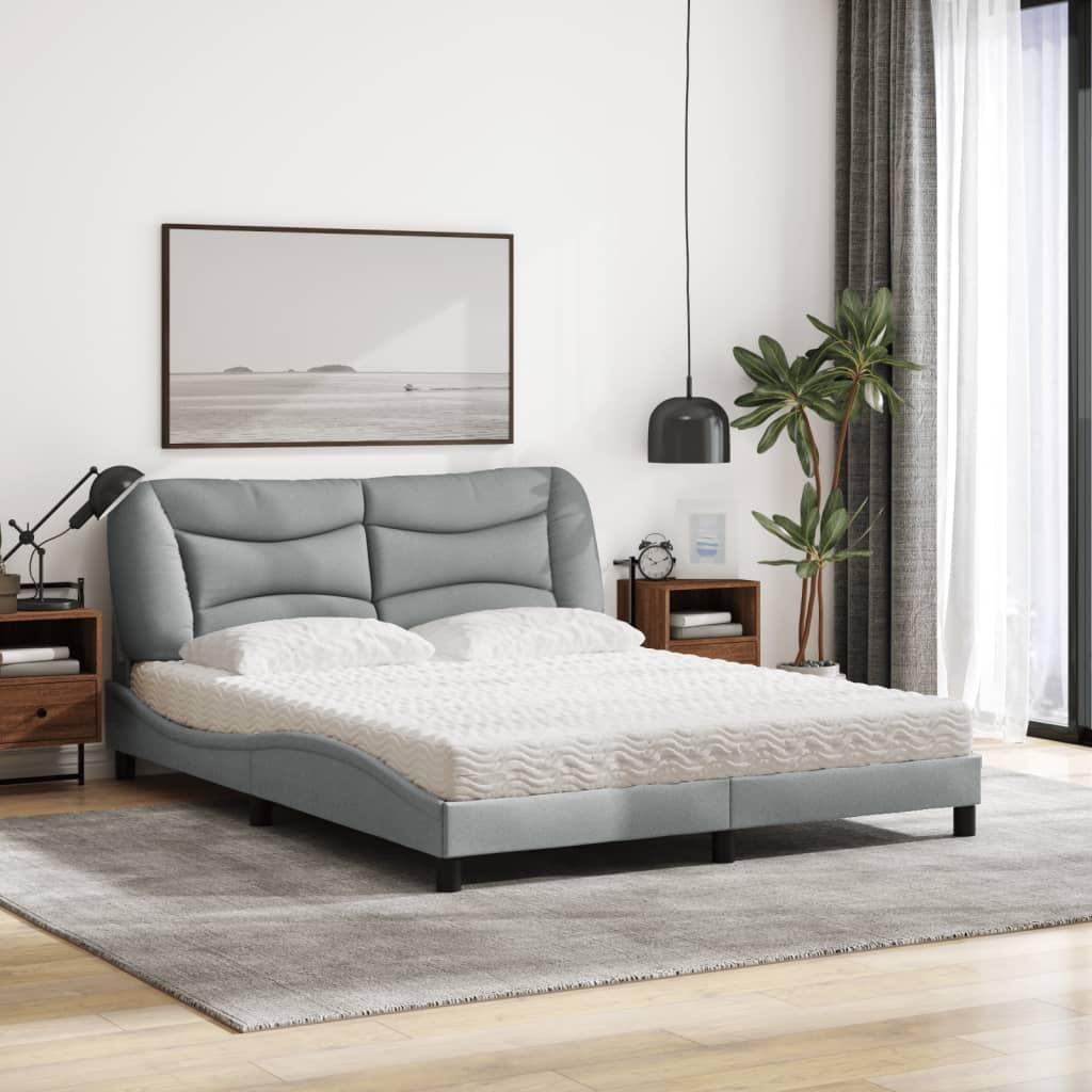 vidaXL Κρεβάτι με Στρώμα Hvar Αν. Πράσινο 160x200εκ Υφασμάτινο