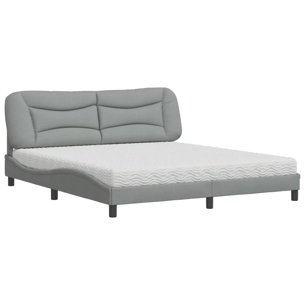 vidaXL Κρεβάτι με Στρώμα Hvar Ανοιχτό Γκρι 180x200 εκ. Υφασμάτινο