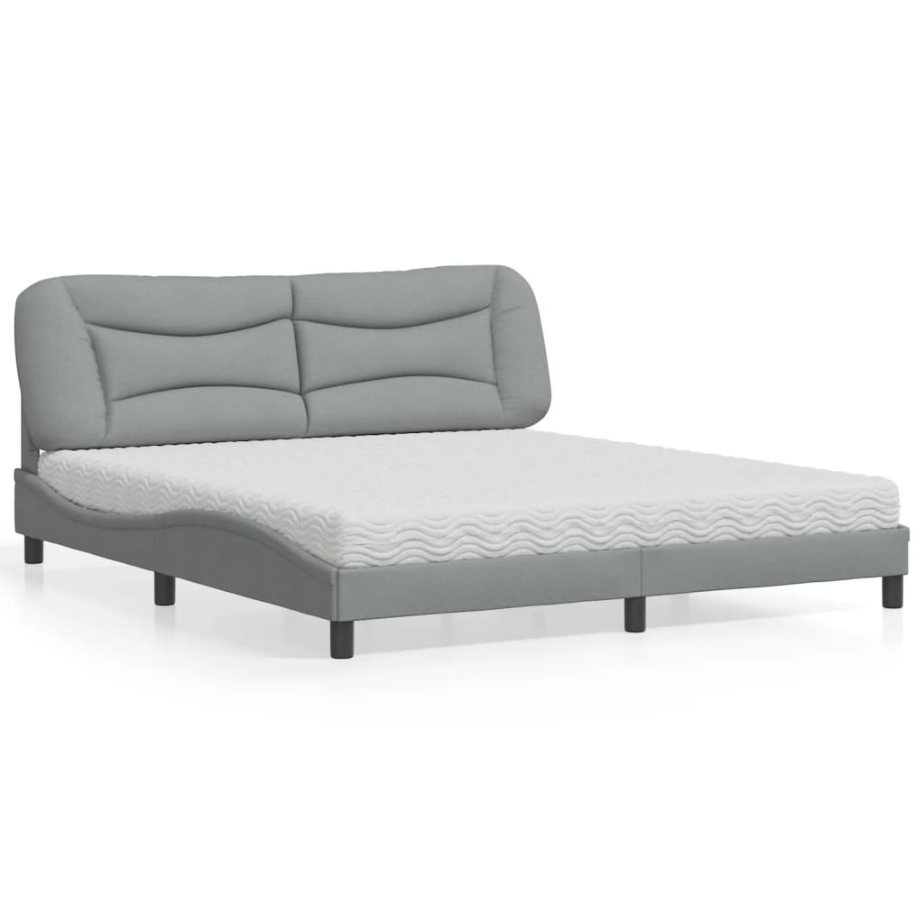 vidaXL Κρεβάτι με Στρώμα Hvar Ανοιχτό Γκρι 180x200 εκ. Υφασμάτινο