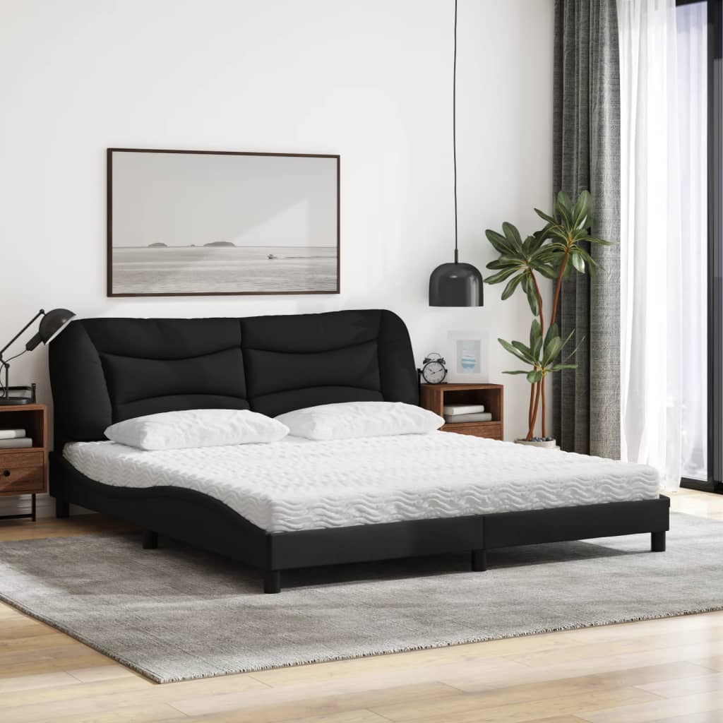 vidaXL Κρεβάτι με Στρώμα Hvar Μαύρο 180x200 εκ. Υφασμάτινο