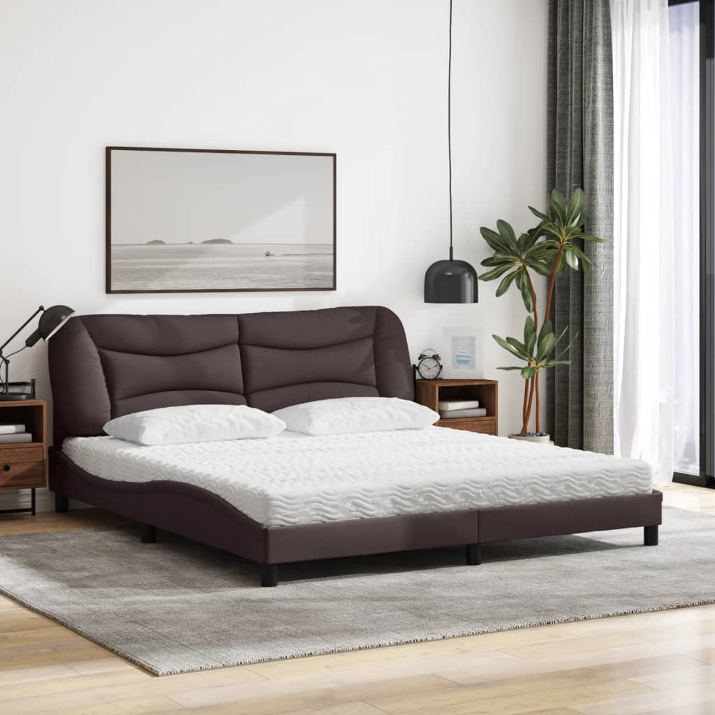 vidaXL Κρεβάτι με Στρώμα Hvar Σκούρο Καφέ 180x200 εκ Υφασμάτινο