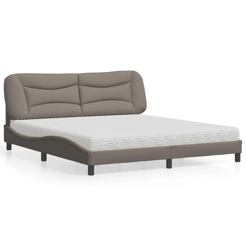 vidaXL Κρεβάτι με Στρώμα Hvar Taupe 180x200 εκ. Υφασμάτινο