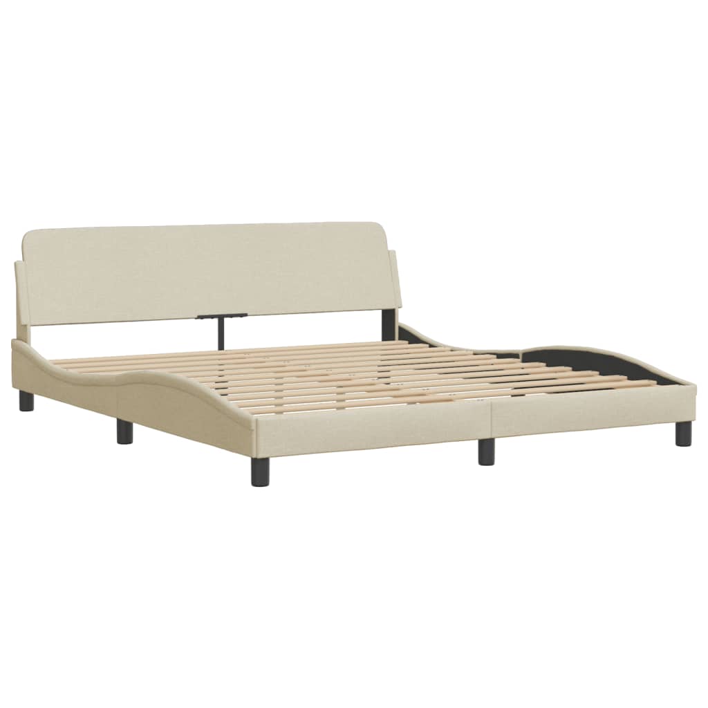 vidaXL Κρεβάτι με Στρώμα Hvar Κρεμ 180x200 εκ. Υφασμάτινο