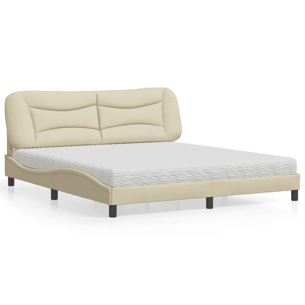 vidaXL Κρεβάτι με Στρώμα Hvar Κρεμ 180x200 εκ. Υφασμάτινο