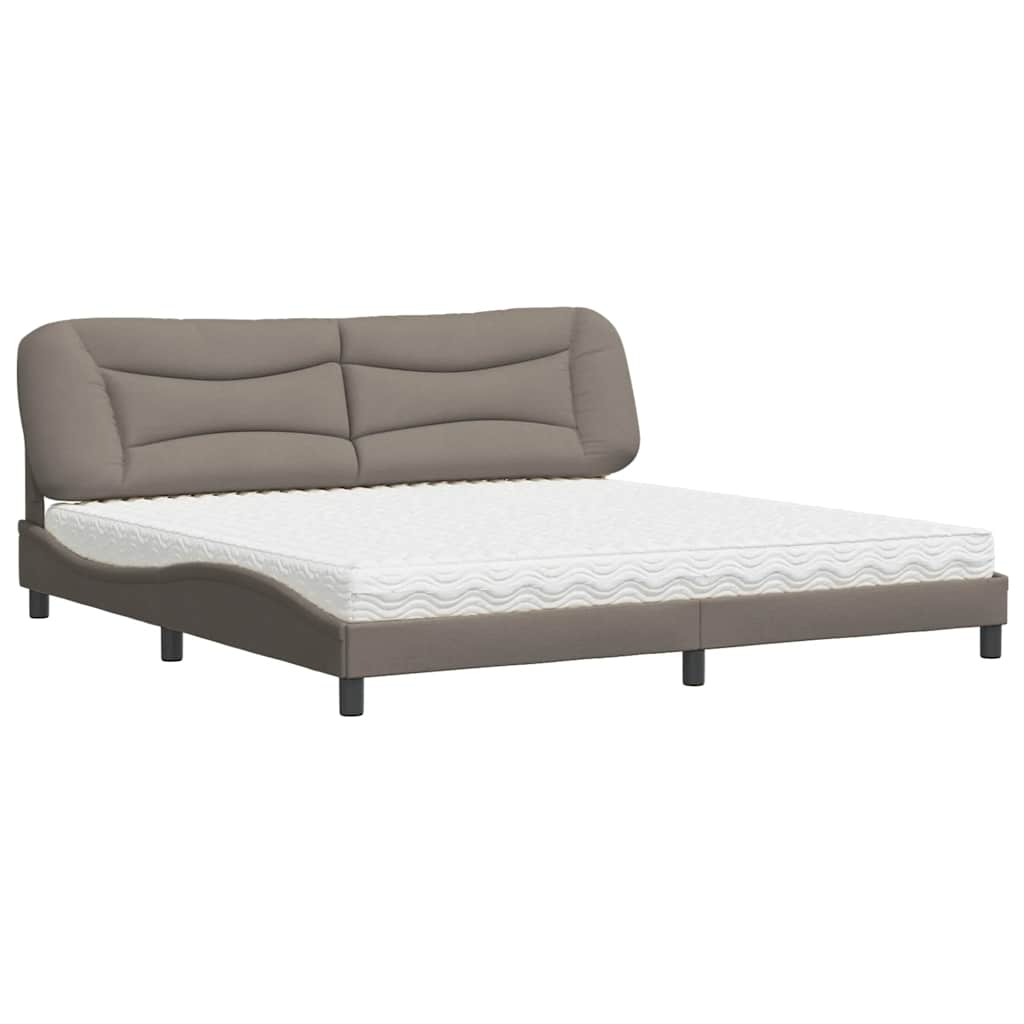 vidaXL Κρεβάτι με Στρώμα Hvar Taupe 200x200 εκ. Υφασμάτινο