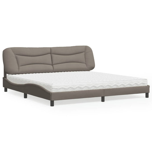 vidaXL Κρεβάτι με Στρώμα Hvar Taupe 200x200 εκ. Υφασμάτινο