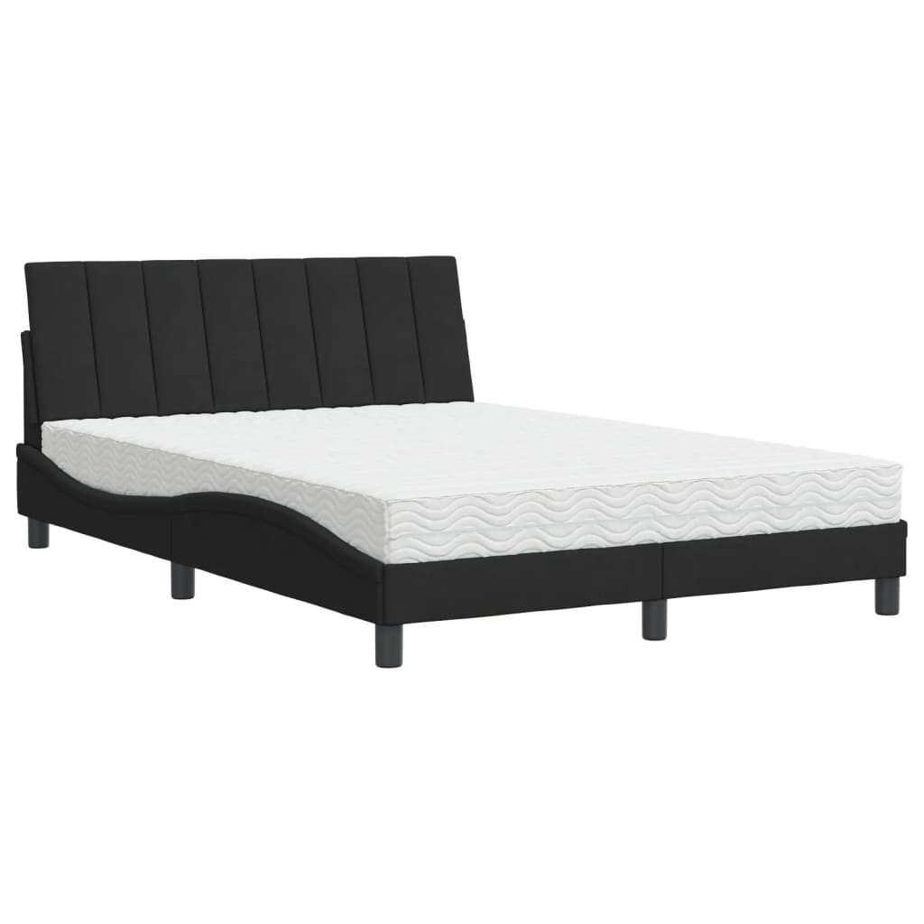 vidaXL Κρεβάτι με Στρώμα Hanko Μαύρο 120 x 200 εκ. Βελούδινο