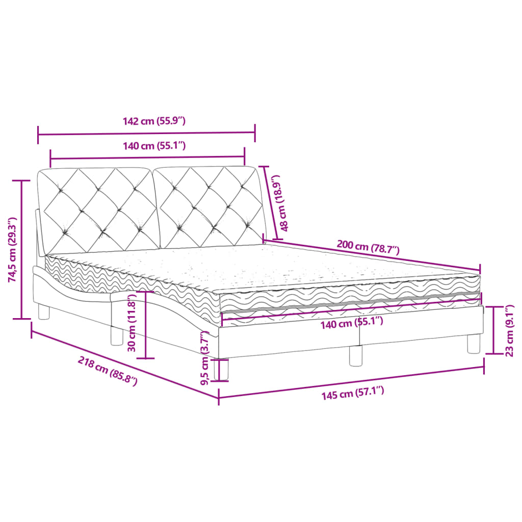 vidaXL Κρεβάτι με Στρώμα Ροζ 140x200 εκ. Βελούδινο