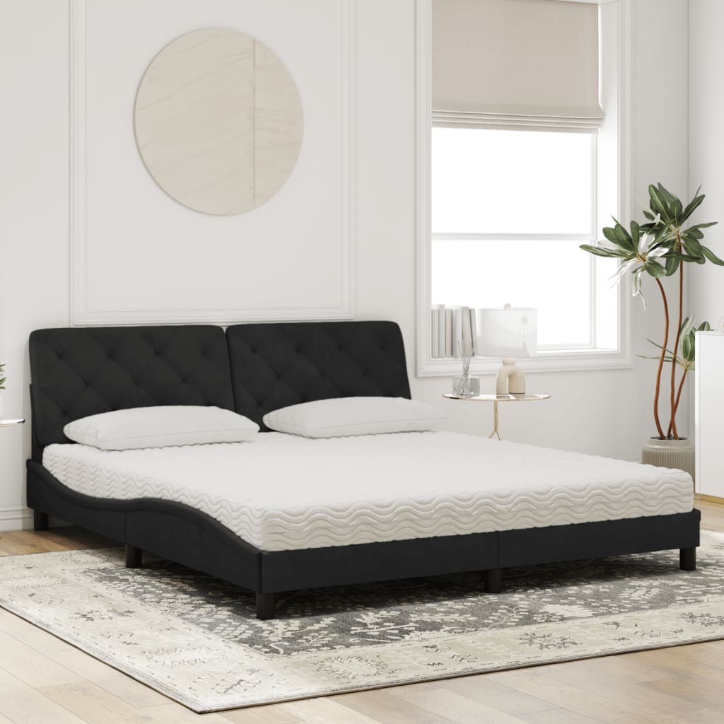 vidaXL Κρεβάτι με Στρώμα Μαύρο 180x200 εκ. Βελούδινο