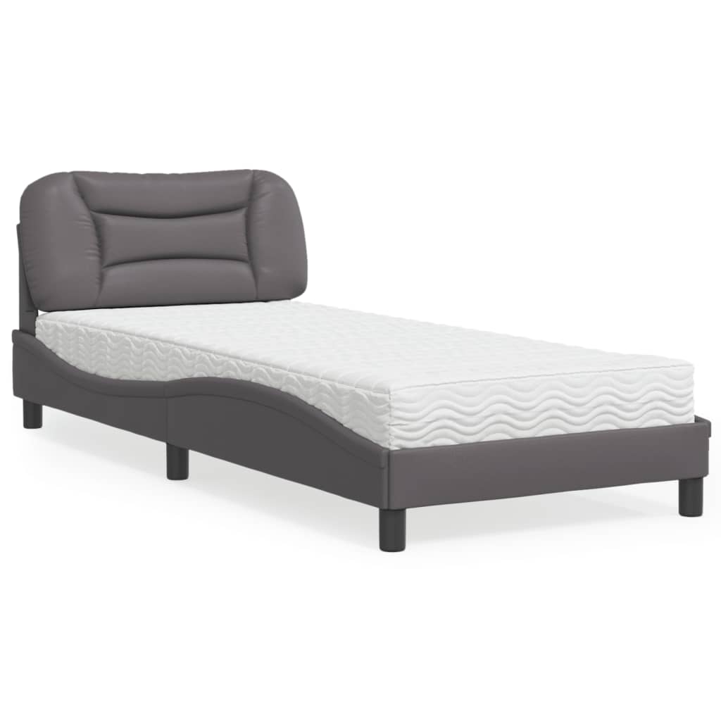 vidaXL Κρεβάτι με Στρώμα Hvar Γκρι 80 x 200 εκ. Συνθετικό Δέρμα