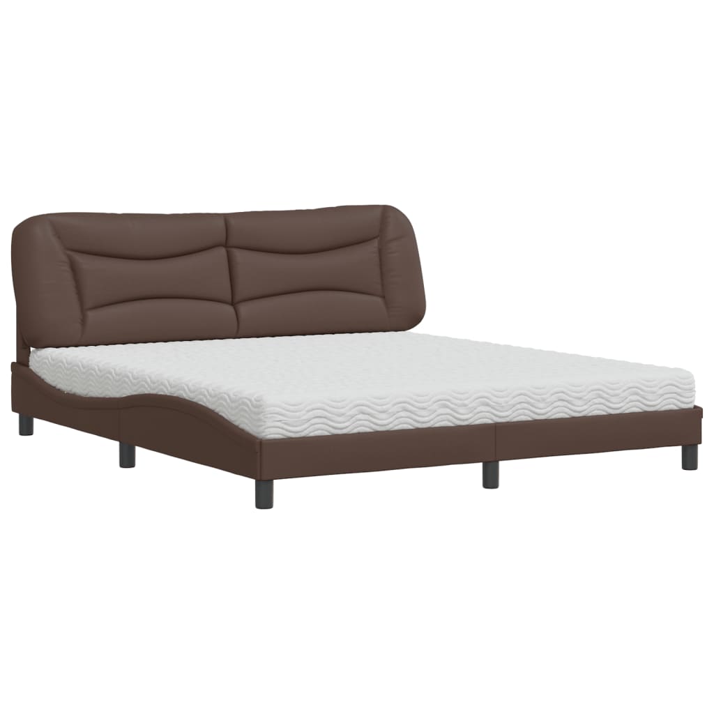 vidaXL Κρεβάτι με Στρώμα Hvar Καφέ 180x200 εκ. Συνθετικό Δέρμα