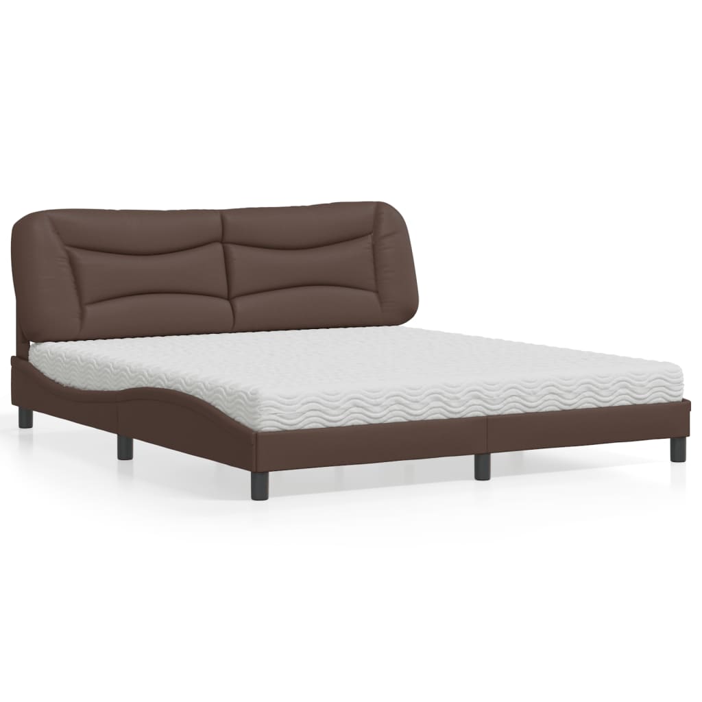 vidaXL Κρεβάτι με Στρώμα Hvar Καφέ 180x200 εκ. Συνθετικό Δέρμα