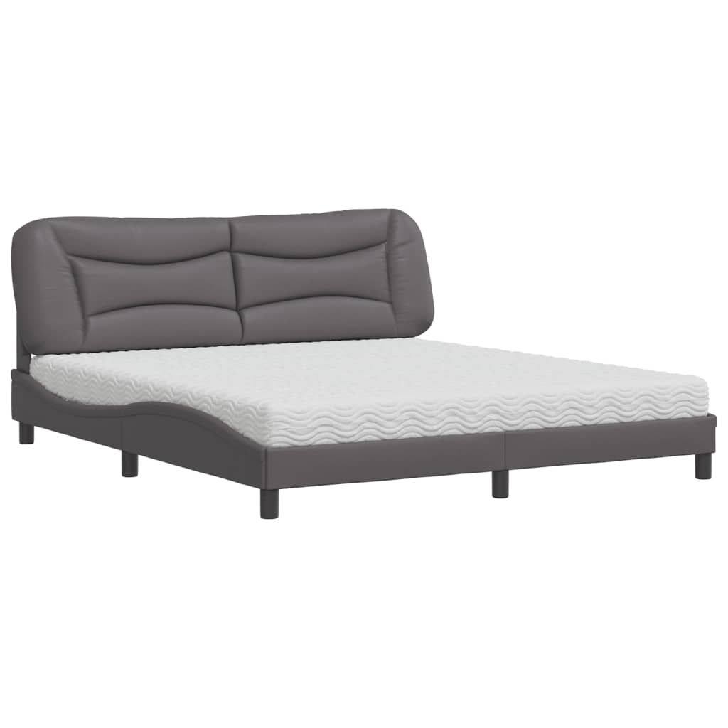 vidaXL Κρεβάτι με Στρώμα Hvar Γκρι 180x200 εκ. Συνθετικό Δέρμα