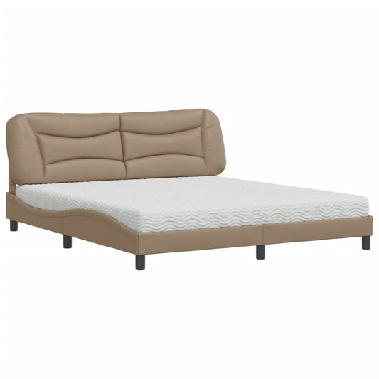 vidaXL Κρεβάτι με Στρώμα Hvar Καπουτσίνο 180x200 εκ. Συνθ. Δέρμα