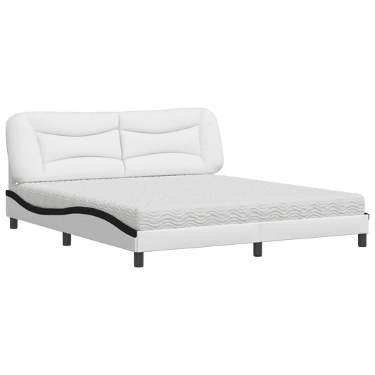 vidaXL Κρεβάτι με Στρώμα Hvar Μαύρο/Λευκό 180x200 εκ. από Συνθετικό Δέρμα