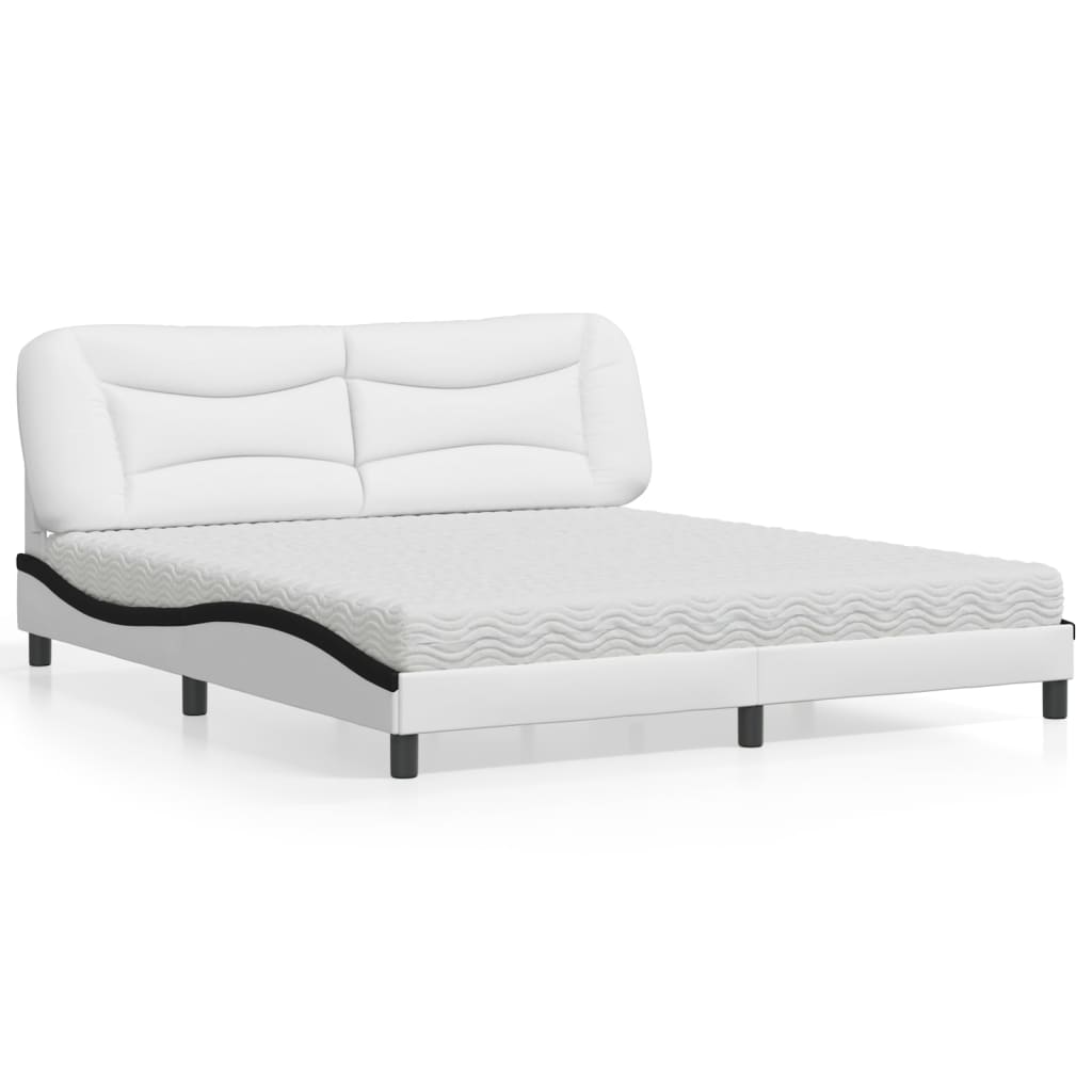 vidaXL Κρεβάτι με Στρώμα Hvar Μαύρο/Λευκό 180x200 εκ. από Συνθετικό Δέρμα
