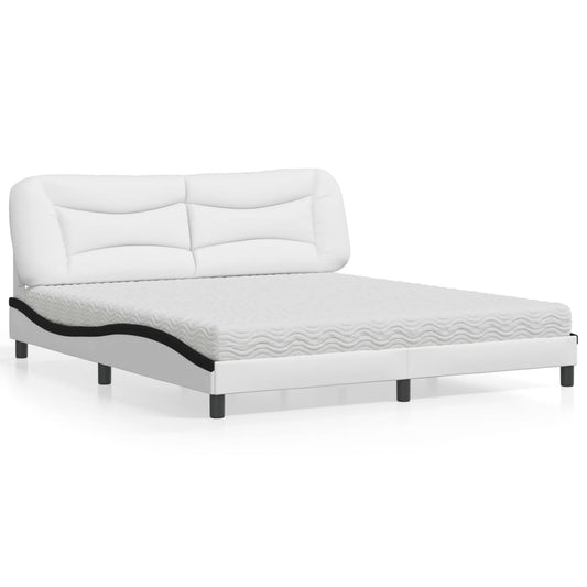 vidaXL Κρεβάτι με Στρώμα Hvar Μαύρο/Λευκό 180x200 εκ. από Συνθετικό Δέρμα