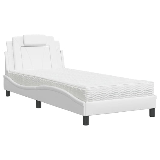vidaXL Κρεβάτι Viana με Στρώμα Λευκό 80 x 200 εκ. Συνθετικό Δέρμα