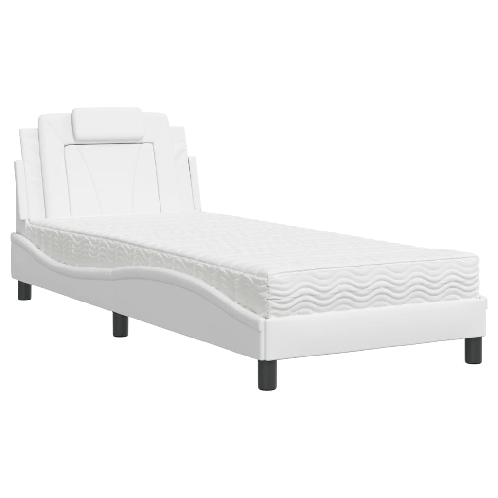 vidaXL Κρεβάτι Viana με Στρώμα Λευκό 90x190 εκ. από Συνθετικό Δέρμα
