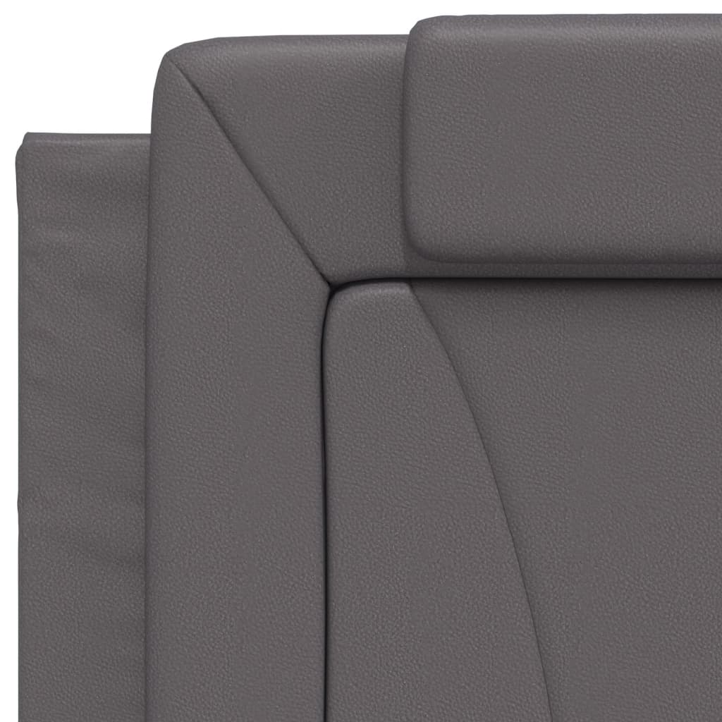 vidaXL Κρεβάτι Viana με Στρώμα Γκρι 90x190 εκ. από Συνθετικό Δέρμα