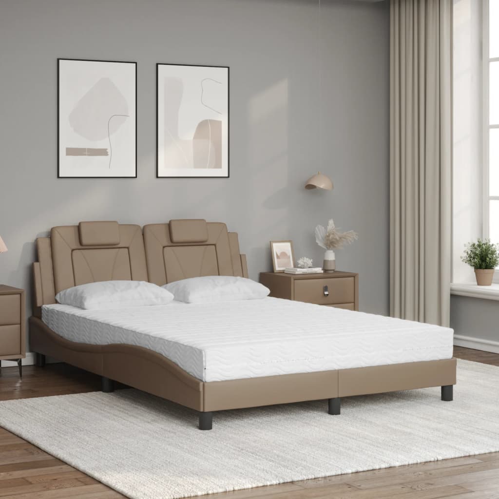 vidaXL Κρεβάτι Viana με Στρώμα Καπουτσίνο 120x200 εκ. από Συνθετικό Δέρμα