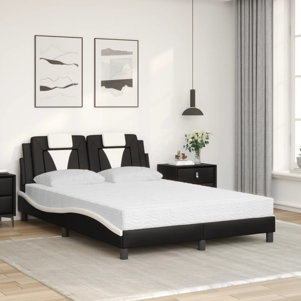 vidaXL Κρεβάτι Viana με Στρώμα Μαύρο και Λευκό 120 x 200 εκ. Συνθετικό Δέρμα