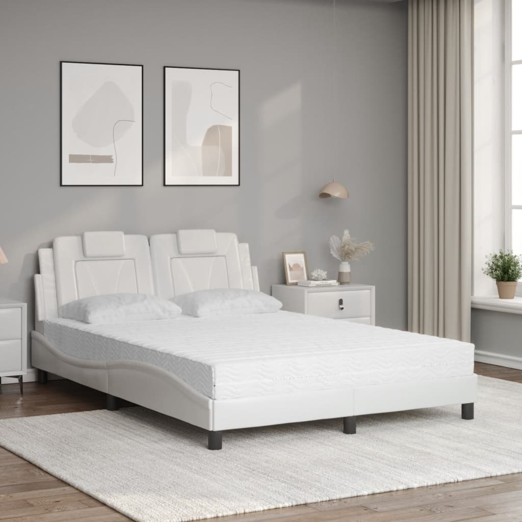 vidaXL Κρεβάτι Viana με Στρώμα Λευκό 140x190εκ.από Συνθετικό Δέρμα