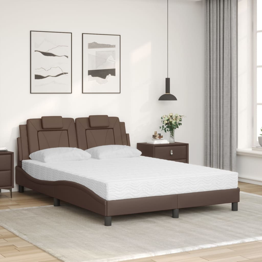 vidaXL Κρεβάτι Viana με Στρώμα Καφέ 140x190εκ. από Συνθετικό Δέρμα