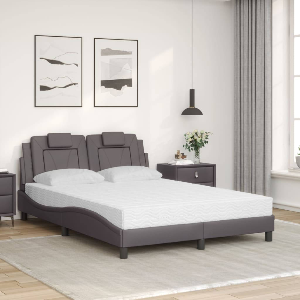vidaXL Κρεβάτι Viana με Στρώμα Γκρι 140x190εκ. από Συνθετικό Δέρμα