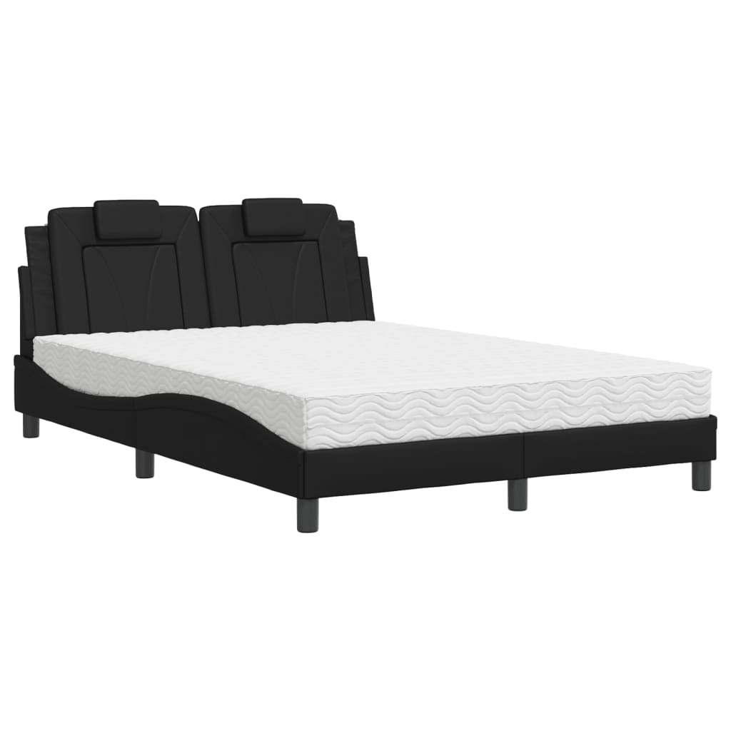 vidaXL Κρεβάτι Viana με Στρώμα Μαύρο 140x200 εκ. από Συνθετικό Δέρμα