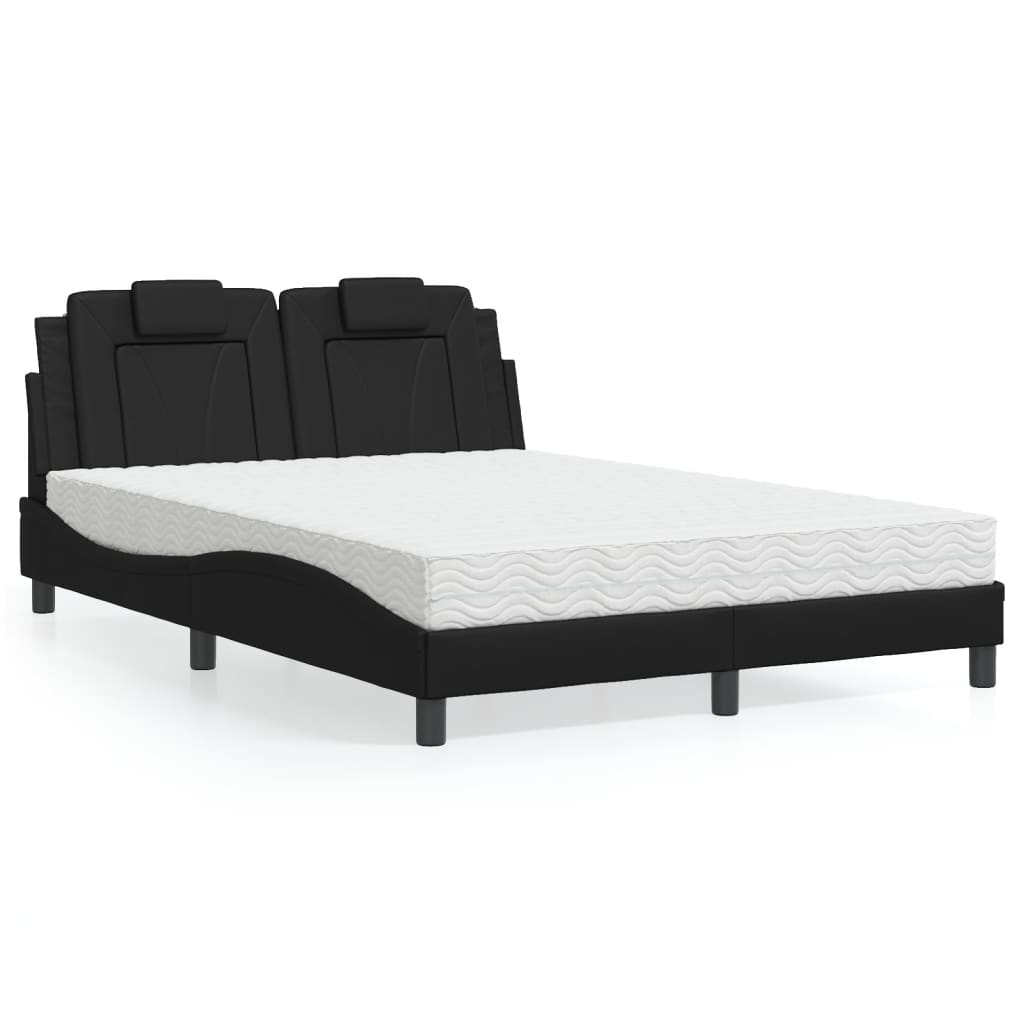 vidaXL Κρεβάτι Viana με Στρώμα Μαύρο 140x200 εκ. από Συνθετικό Δέρμα