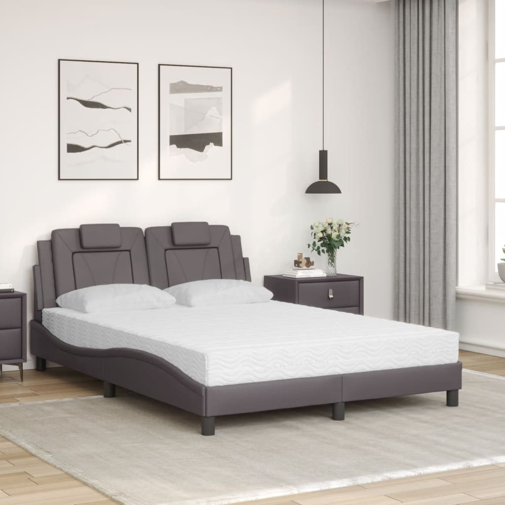 vidaXL Κρεβάτι Viana με Στρώμα Γκρι 140x200εκ. από Συνθετικό Δέρμα